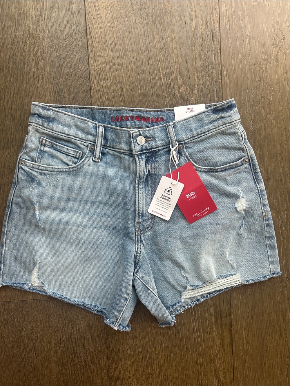 Lucky Brand Light Blue Distressed Denim Cutoff Shorts - Picture 6 of 6